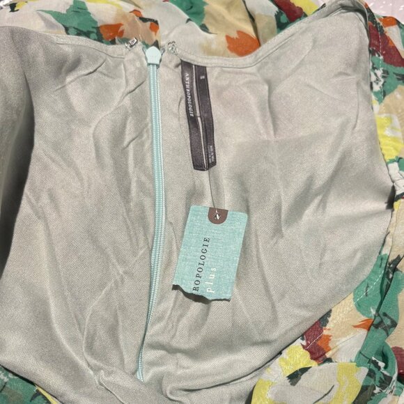Anthropologie Short-Sleeve Floral V-Neck Slip Midi Dress Size 1X Green - Picture 6 of 7